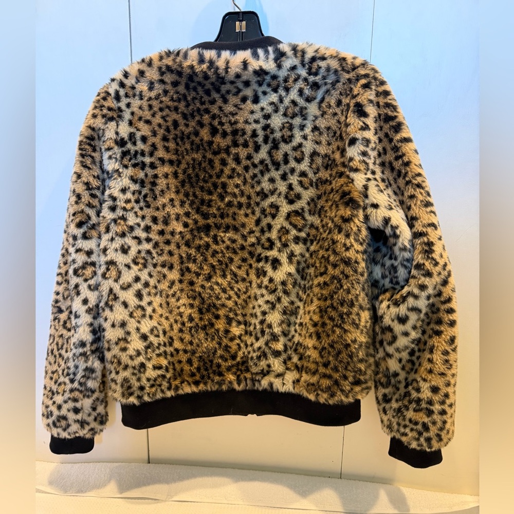 Faux Leopard Fur Bomber Jacket - Picture 2 of 9